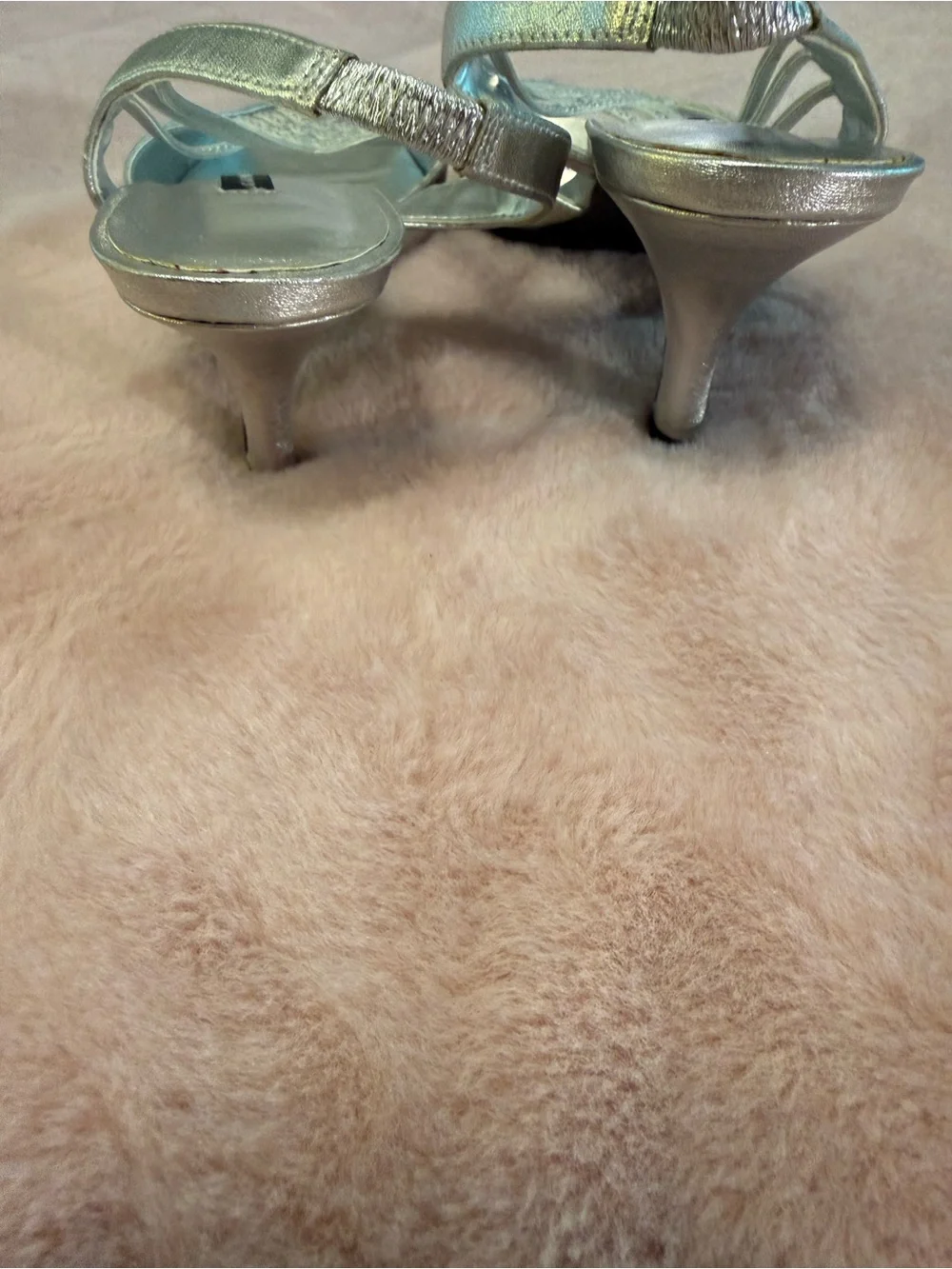 Caparros Metallic Silver Rhinestone Slingback Heels